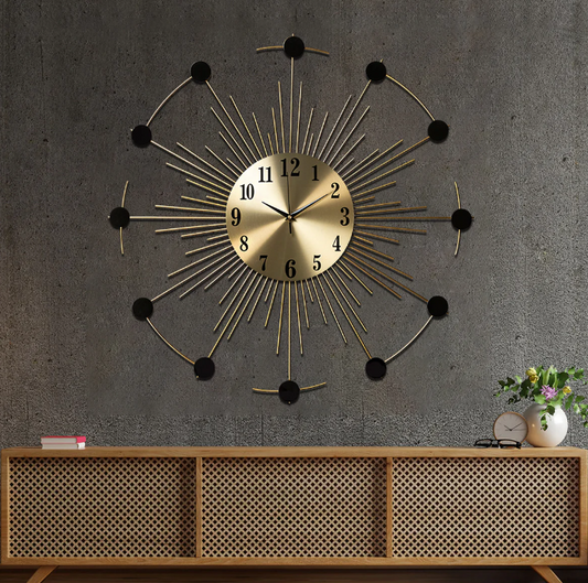 STAR GOLD & BLACK WALLCLOCK 24 INCH