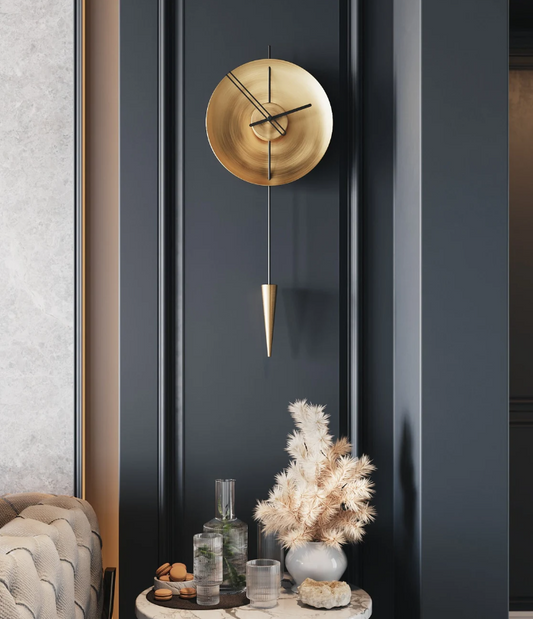 MODERN ART CONE PENDULAM GOLDEN WALLCLOCK 24 INCH
