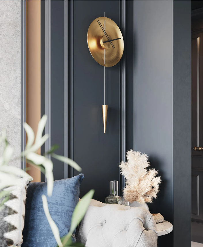 MODERN ART CONE PENDULAM GOLDEN WALLCLOCK 24 INCH