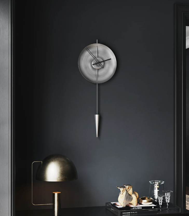 MODERN ART CONE PENDULAM GRAY WALLCLOCK 24 INCH