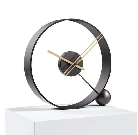 PREMIUM METAL BALL TABLE CLOCK BLACK 12 INCH