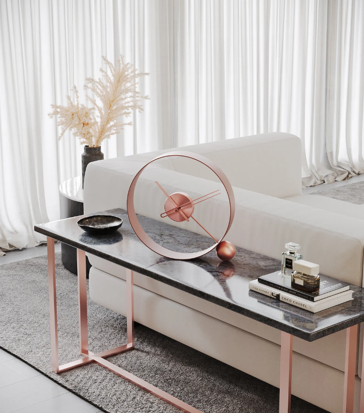 PREMIUM METAL BALL TABLE CLOCK  ROSE GOLD 12 INCH