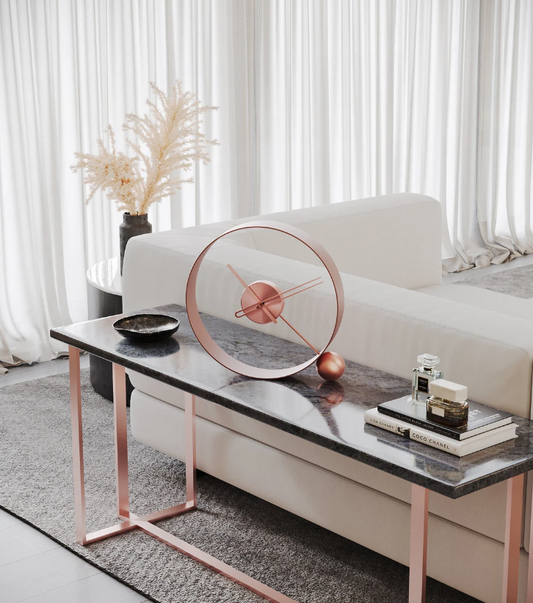PREMIUM METAL BALL TABLE CLOCK  ROSE GOLD 12 INCH
