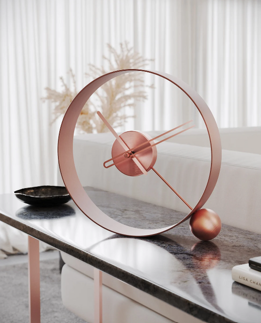 PREMIUM METAL BALL TABLE CLOCK  ROSE GOLD 12 INCH