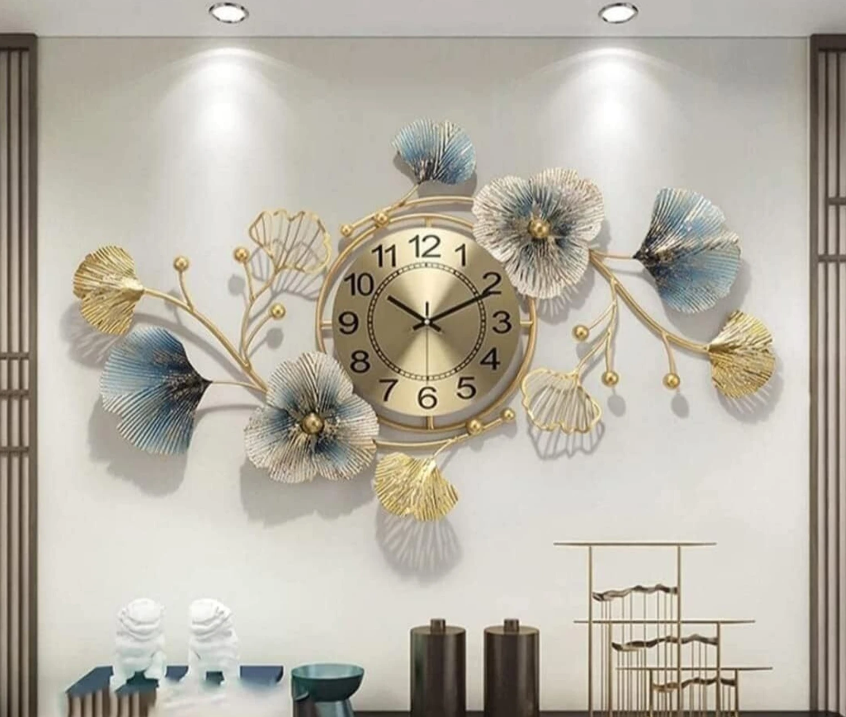 ABSTRACT METAL WALLART FLORAL WALLCLOCK 36 INCH