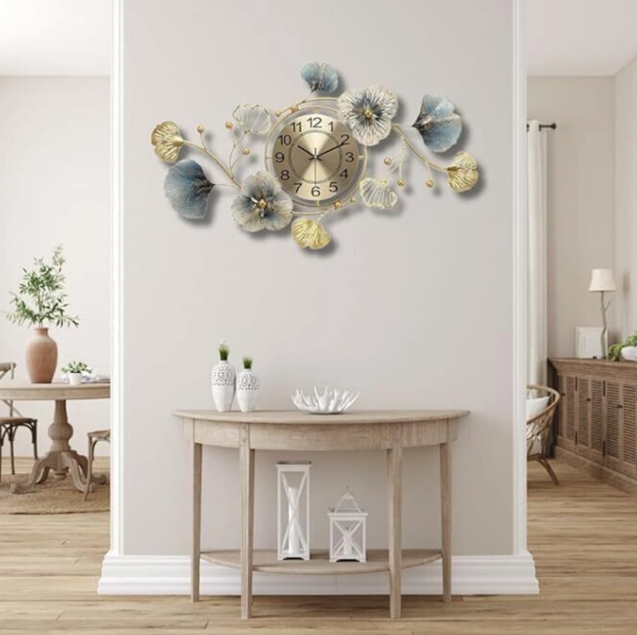ABSTRACT METAL WALLART FLORAL WALLCLOCK 36 INCH