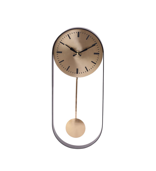 METAL PENDULAM FIXED GOLD AND BLACK WALLCLOCK 20 INCH